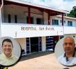 El hospital San Rafael, de Andes, está en una situación financiera difícil a la que se une el problema jurídico originado desde que el alcalde, Germán Vélez, le aceptó la renuncia al director Luis Fabián Otero (der.). FOTOS: Tomadas de redes sociales y captura de video