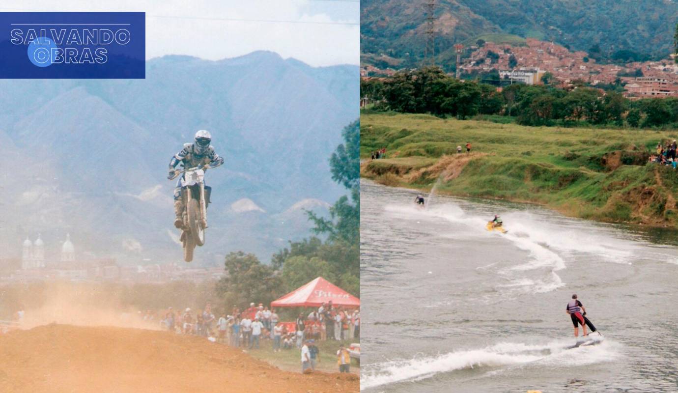 En el año 2005, Hernán fundó la corporación Ecoparmo, un gremio motor que se creó para promover el automovilismo en Antioquia e impulsar la construcción de este parque. Para entonces, Cuartas ya se encargaba de cuidar el terreno de posibles invasiones y, ese mismo año, sin tener aún ningún tipo de infraestructura, la corporación realizó el primer Festival Metropolitano Deportes a Motor y Náutico, en el que participaron disciplinas como canotaje, ski náutico, ciclomontañismo, motocross y campercross. En la foto, los deportes de motocross y ski náutico que participaron en el festival.