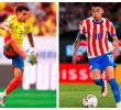 Luis Díaz, de Colombia, y Miguel Almirón, de Paraguay, pueden ser piezas importantes para sus equipos en el duelo entre cafeteros y guaraníes. FOTOS GETTY