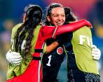 Uno de los festejos de Luisa con sus compañeras en el Mundial Sub-17, en el que fueron subcampeonas. FOTO cortesía fcf 