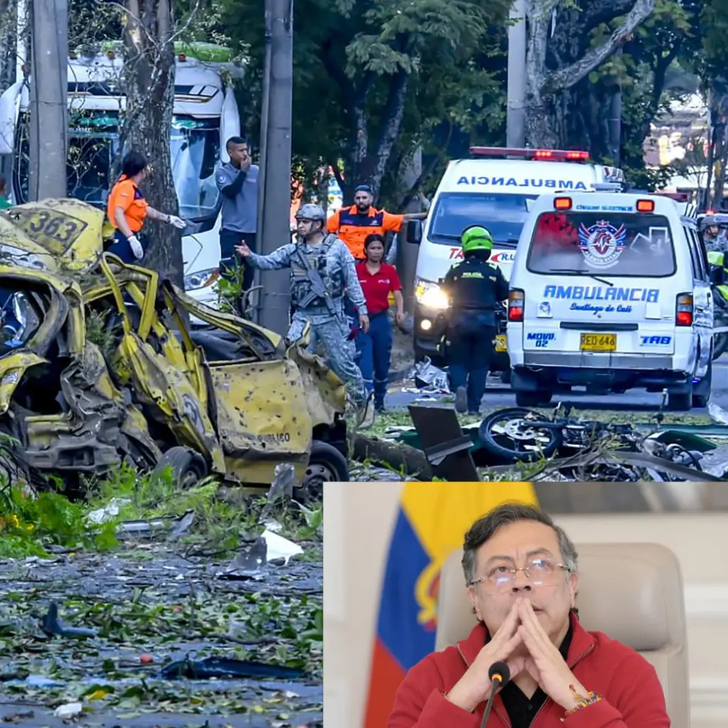 Grupos armados ilegales han hecho atentados en zonas rurales y en ciudades, el de la foto ocurrió en Cali. FOTOS: AFP Y Presidencia.