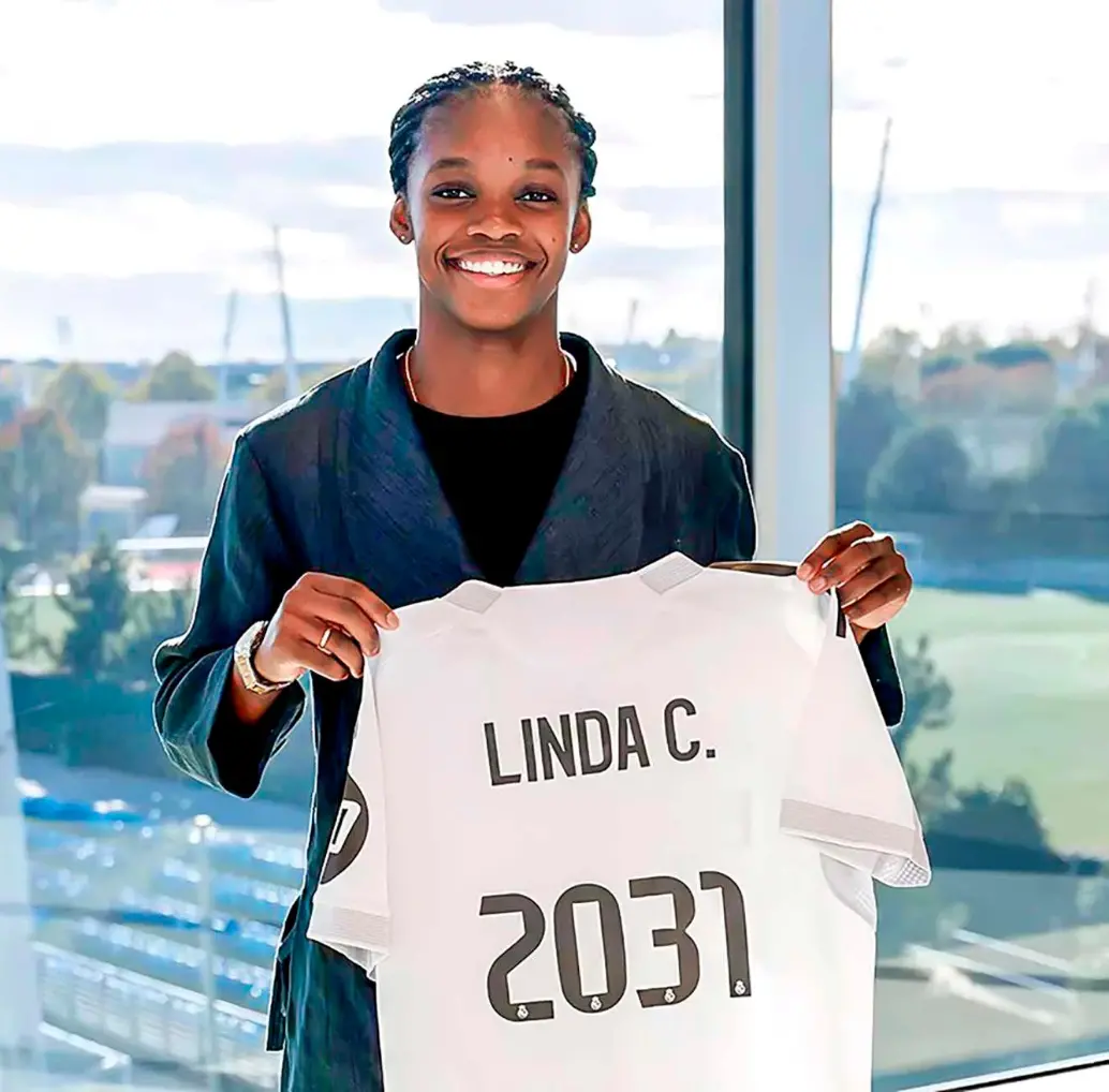 La colombiana Linda Caicedo amplió su contrato con el Real Madrid hasta el 30 de junio de 2031. FOTO TOMADA X @realmadridfem