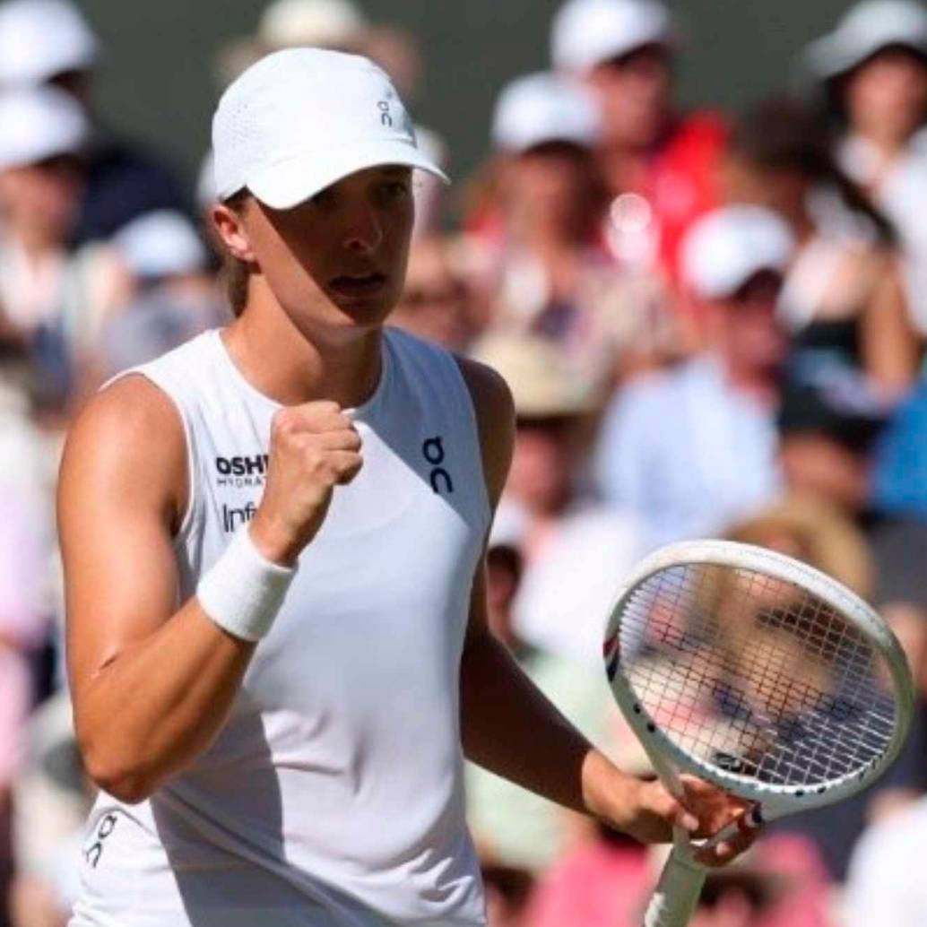 La polaca Iga Swiatek barrió a la estadounidense Amanda Anisimova y se coronó campeona en Wimbledon.<b> </b>FOTO TOMADA X@Wimbledon