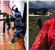 El ataque contra Arrigui (izquierda). A la derecha, la foto con la que el sindicato señala a Arrigui de haber estado encapuchado quitando propaganda y amenazándolos con objeto cortopunzante. <b><span class=mln_uppercase_mln> </span></b>FOTO<b><span class=mln_uppercase_mln> Capturas de pantalla.</span></b>