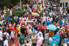 Marcha en la ciudad de Cali. Miles de colombianos se movilizaron este 1° de mayo en las principales ciudades del país para conmemorar el Día Internacional del Trabajo y expresar sus demandas por mejores condiciones laborales. Foto: AFP