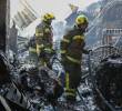 Imagen de incendio ocurrido en una bodega de reciclaje cerca a la Plazuela Zea, en el Centro de Medellín. FOTO: Manuel Saldarriaga Quintero