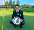 El caldense Tomás Restrepo con su trofeo como campeón del Toyota Junior Golf World Cup disputado en Japón<b>. </b>FOTO TOMADA FEDEGOLF