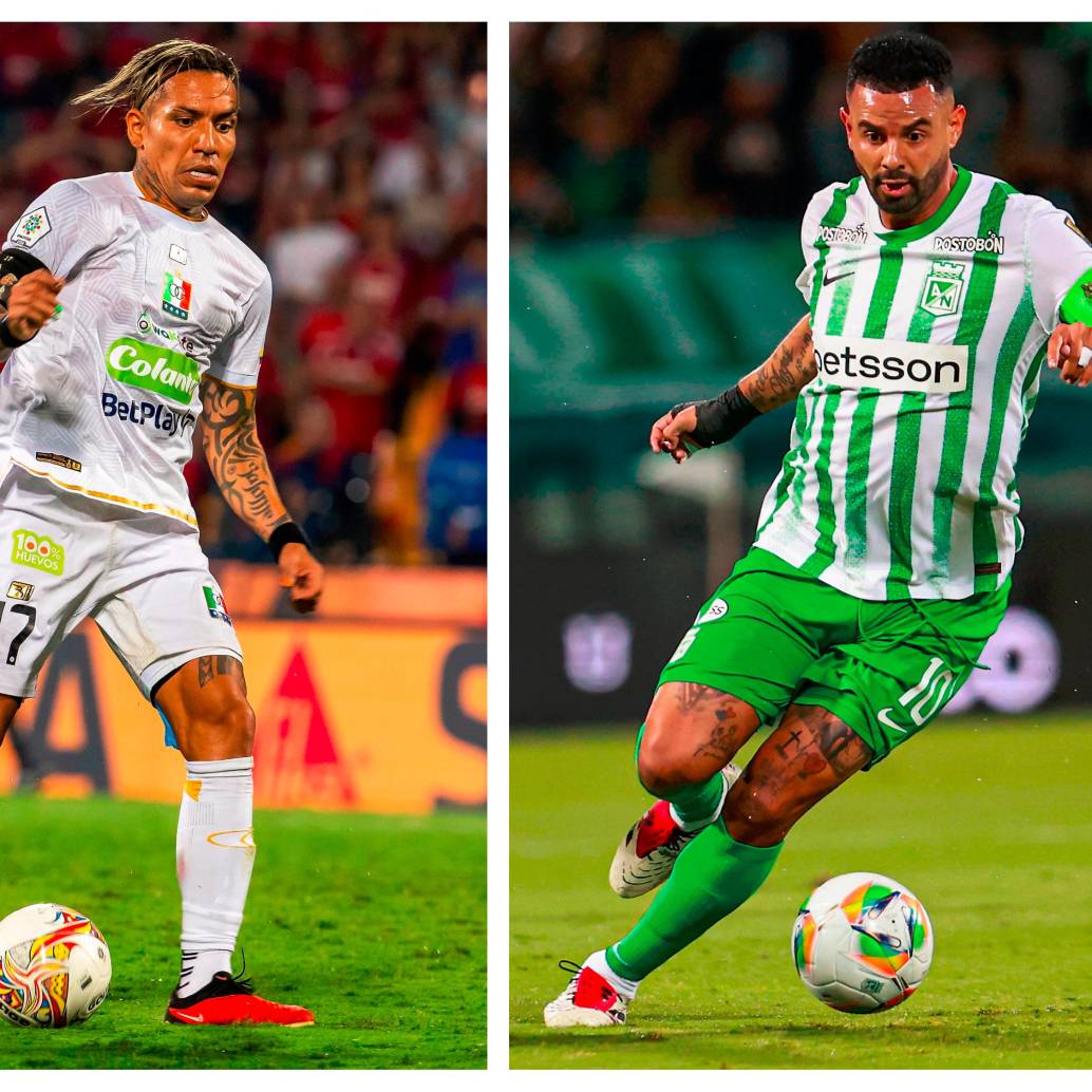 En la imagen aparecen Dayro Moreno y Edwin Cardona, dos referentes de Once Caldas y Nacional en la Liga que inicia este viernes. FOTOS JUAN ANTONIO SÁNCHEZ Y MANUEL SALDARRIAGA