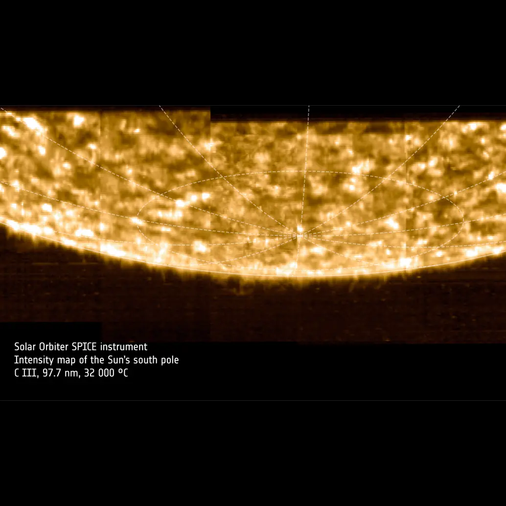 <i>Solar Orbiter</i> se acercó al polo sur del Sol. FOTO cortesía ESA