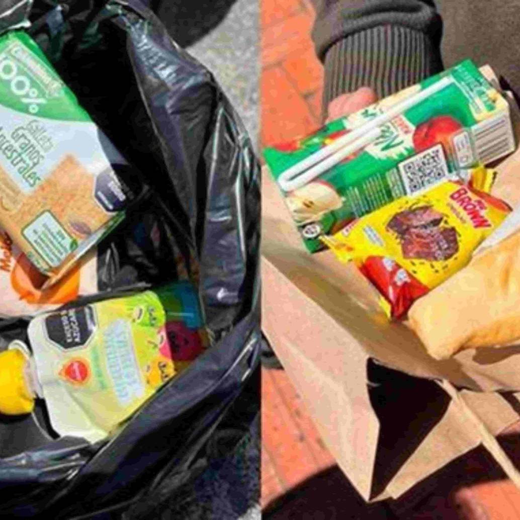 A la izquierda el refrigerio de los colegios públicos, a la derecha de los colegios privados. Foto: tomada de redes sociales. 