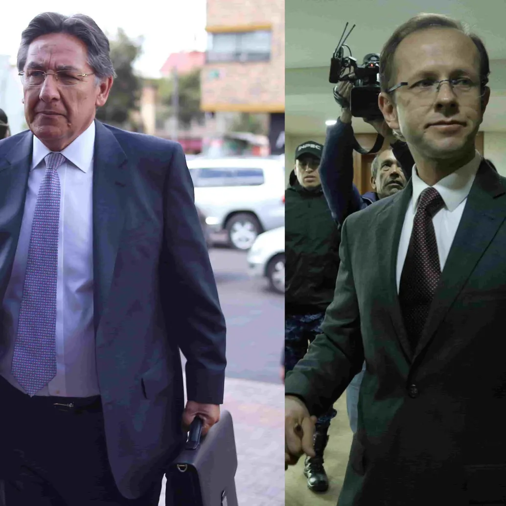 Néstor Humberto Martínez y el exministro, Andrés Felipe Arias, testigos en el juicio a Álvaro Uribe. FOTO: Colprensa