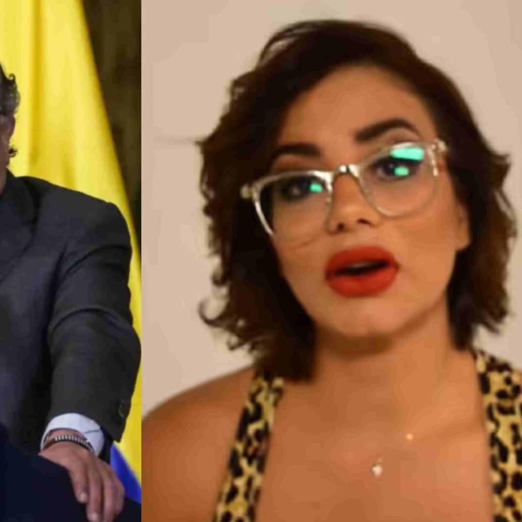 El presidente Gustavo Petro y Alejandra Umaña (Amaranta Hank), extrabajadora sexual. Foto: captura de video