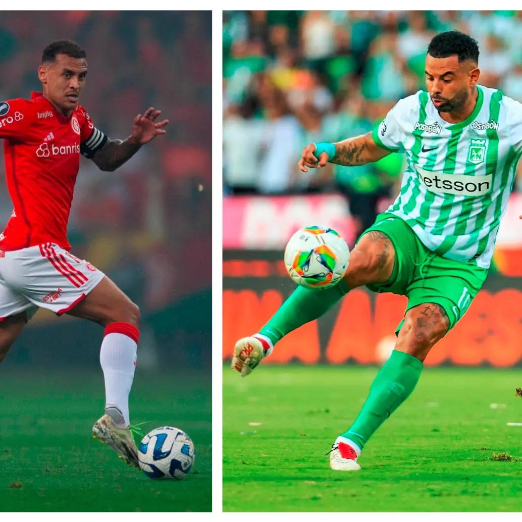 En la imagen aparecen los dos creativos de ambos equipos, Alan Patrick de Internacional, y Edwin Cardona de Atlético Nacional. FOTOS CAMILO SUÁREZ Y GETTY