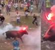 Prendieron fuego a los cuernos de un toro en corralejas de Sabanalarga. Foto: redes sociales @PlataformaALTO