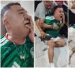 Una pantalla gigante encendida, tres hombres en un sillón negro y un hincha con la camiseta verde de México, que camina como un “león enjaulado” frente al televisor ante la eliminación del equipo del Mundial 2026. FOTO: Captura de video de redes sociales