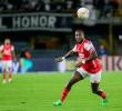 El delantero vallecaucano Hugo Rodallega suma 14 goles con Santa Fe en el torneo Apertura. Es el goleador de la Liga. FOTO: COLPRENSA
