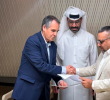 El primer ciclo de diálogos en Catar estuvo liderado por Álvaro Jiménez (izquierda) en representación del Gobierno y Luis Armando Pérez (derecha) por el Clan del Golfo, con el acompañamiento del canciller catarí Mohammed bin Abdulaziz. FOTO: CORTESÍA