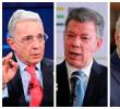 Los expresidentes Álvaro Uribe, Juan Manuel Santos e Iván Duque rechazaron la intención de Gustavo Petro de convocar una consulta popular por decreto, tras su hundimiento en el Senado. FOTO: GETTY-COLPRENSA-CARLOS VELÁSQUEZ