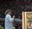El presidente Gustavo Petro, en la plaza de toros de Cartagena, se refirió al cuadro de Abelardo de la Espriella. Foto: Presidencia y redes sociales.