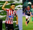 El futbolista Teófilo Gutiérrez y el volante James Rodríguez fueron los capitanes de Junior y Nacional en el partido de la fecha 3. Fotos: Camilo Suárez y Colprensa