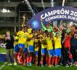 La Selección Colombia Sub-17 volvió a la cima del continente tras 33 años de espera. Con una contundente victoria 4-0 sobre Selección Argentina Sub-17, el equipo nacional se coronó campeón en Paraguay. Foto: GETTY