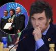 Javier Milei fue condecorado por la Universidad Santiago de Cali previo a la ceremonia de posesión de Abelardo de la Espriella por su aporte en economía y administración pública. Fotos: Getty Images y USC