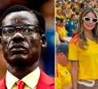 Lumumba Vea, el hincha más famosos del mundial de 2026, y Cristina Hurtado, la modelo colombiana. Foto Tomada de redes sociales.