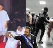 Nayib Bukele respondió al desfile celebrado en la Semana de la Moda en París donde modelos vistieron como presos de El Salvador. Fotos: Getty Images y captura de video