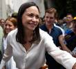October 22, 2023, Caracas, Distrito Capital, Venezuela: La candidata Maria Corina Machado a su salida del centro de votación de Las Acacias, Caracas. Foto: Europa Press