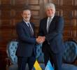 Una de las reuniones durante el primer mes del gobierno de De la Espriella fue entre el canciller Omar Bula (izquierda) con el jefe de la Misión de Verificación de la ONU, Miroslav Jenča. FOTO: Cancillería
