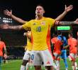 El primer gol llegó gracias al capitán James Rodríguez, quien abrió el marcador con un remate preciso que desató la euforia en las tribunas Foto: AFP