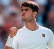 El tenista español Carlos Alcaraz, de 23 años, busca su sexto título de torneos Grand Slam. Ya ganó Roland Garros y US Open. No ha ganado el Abierto de Australia. FOTO: TOMADA DEL X DE @Wimbledon