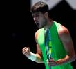 Carlos Alcaraz y su festejo tras clasificarse para la semifinal del Abierto de Australia. FOTO GETTY