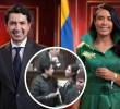 La representante por Antioquia Verónica Estrada pidió disculpas por agarrar de la chaqueta a Daniel Briceño, del Centro Democrático. Fotos: Congreso y X