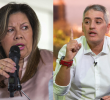A la izquierda, la fiscal general Luz Adriana Camargo, y a la derecha el gobernador de Antioquia, Andrés Julián Rendón.