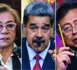 De izquierda a derecha: Rosa Villavicencio, canciller de Colombia; Nicolás Maduro, dictador de Venezuela; Gustavo Petro, presidente de Colombia. FOTOS: AFP Y COLPRENSA