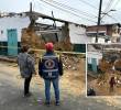 Adelante, instantes después de la caída de la fachada. Atrás, organismos de socorro evaúan la estructura. FOTO: Cortesía