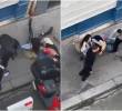 Secuencia de como los encapuchados pelearon y forcejearon contra la mujer y su pareja para intentar llevársela en esa furgoneta de color blanco. FOTO: CAPTURA VIDEO REDES SOCIALES