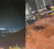 En medio de las ráfagas, estudiantes de una universidad tuvieron que resguardarse bajo los pupitres. Fotos: Captura de videos redes sociales