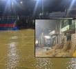 Adelante, una de las casas afectadas. Atrás, el colegio local inundado. FOTO: imagen tomada de redes.