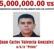 EE. UU. identifica a Juan Carlos Valencia como nuevo líder del Cártel Jalisco Nueva Generación (CJNG). FOTO: Poster courtesy of the State Department