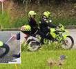 Adelante, momento en el que el perito evalúa la moto que no pasó el peritaje. Atrás, los uniformados retirándose de la zona en el que sería el mismo vehículo. FOTO: Imagen tomada de redes.