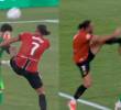El futbolista Vedat Muriqui, del Mallorca, casi queda vetado del fútbol con la entrada que le hizo a Ferrán Torres, que llevó a que lo expulsaran. FOTO: CAPTURA DE PANTALLA