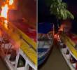 Incendio en embarcación del Bajo Cauca antioqueño durante la jornada electoral del 21 de junio de 2026. FOTOS: Capturas de videos - red social X