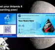 Tarjeta de embarque digital que la Nasa entrega a quienes inscriben su nombre en la misión Artemis II rumbo a la Luna.