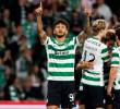 El colombiano Luis Javier Suárez celebra el gol con el que su club, el Sporting de Lisboa empata, parcialmente ante el Torreense, por la final de la Copa de Portugal. FOTO GETTY