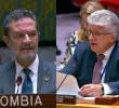 El canciller Omar Bula y el jefe de la Misión de Verificación Miroslav Jenca hablaron en sesión del Consejo de Seguridad de la ONU. FOTO: Cancillería y ONU