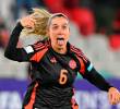 Daniela Montoya celebra el tanto que convirtió ante Ecuador y que al final, le dio la victoria a Colombia 1-2. FOTO TOMADA X@CONMEBOL