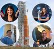 Diana Trujillo, Liliana Villarreal, Iván Ramírez y Juan Felipe García son los ingenieros colombianos que hacen parte de la misión Artemis II que este miércoles inicia su viaje a la Luna. FOTOS: Getty, <i>Vanguardia </i>y tomada de redes sociales
