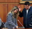 Pinto (derecha) asumió en reemplazo de la saliente presidenta de la Comisión, la senadora conservadora Nadia Blel (izquierda) FOTO: SENADO